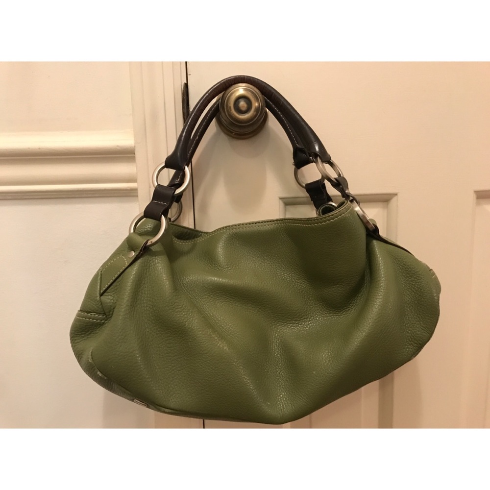 Hype olive green leather shoulder bag.